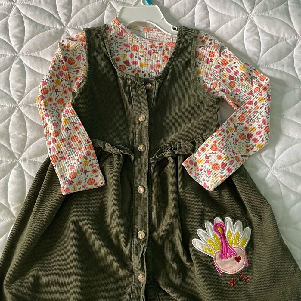 Floral Long Sleeve Dress with Turkey Patch
